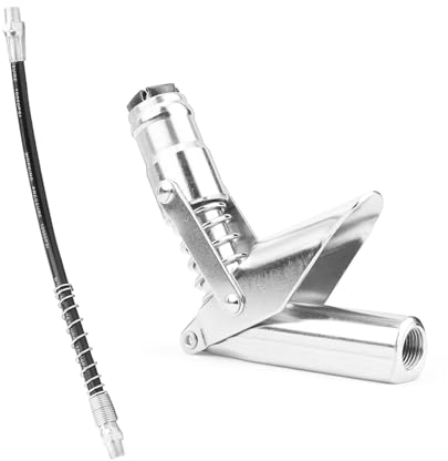 AMONENZ MundstüCk Fettpresse, Schmiernippel Aufsatz Fettpresse mit 30cm Schlauch, Einhebel Fettpresse Kupplung, für Schmiernippel für Alle Arten von Fettpressen