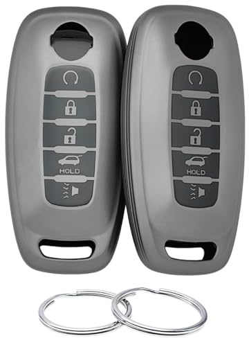 REPROTECTING TPU Key Fob Cover Compatible with Nissan Pathfinder Rogue Kicks (Matte Black/Matte Black, 5 Buttons/TPU)