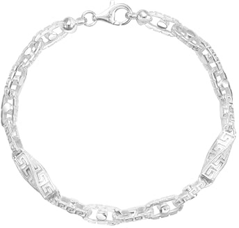 TAIPAN Santorini Greek Design Armband 6mm breit aus 925 Sterlingsilber Silber Kette 17cm 19cm 21cm land unisex