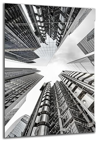 DARO Design - Wand-Bild auf 6mm HDF 70x50 cm schwarz weiß Gebäude Kunst - Wand-Deko Bilder Geschenk
