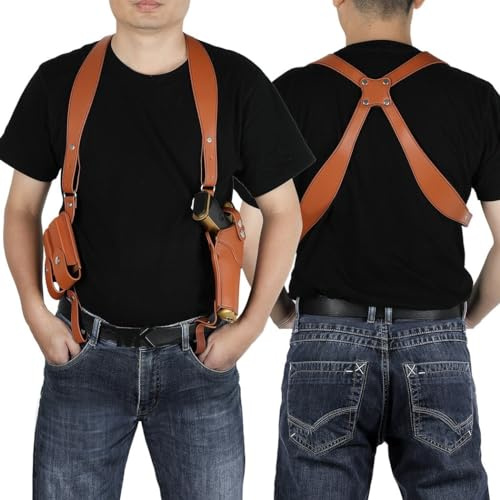 OLACD Universelles vertikales Trageholster: Verdecktes Leder-Schulterholster für Herren