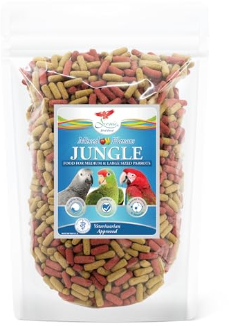Scenic Mix Jungle Premium Parrot Food - Apple, Natural Flavors, High Protein, Low Iron Bird Pellets for Large Parrots, Macaw Food, Cockatoo & African Grey Parrots, Omega 3, Vitamins, Minerals, 1 LB