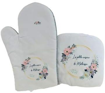 Gant&manique maîtresse fleur violet/cadeau maîtresse personnalisé/cadeau cuisine maîtresse personnalisé/gant et manique personnalisé/fin année