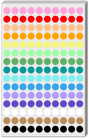 3000 Stück, 10mm Klebepunkte Bunt Runde Punktaufkleber Etiketten Markierungspunkte - 15 Farben
