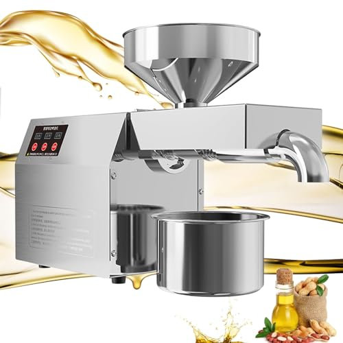 Electric Oil Press Machine,Cold Hot Press All Stainless Steel Oil extractor,820W Organic Oil Press Machine for Commercial Home Kitchen,Peanut Sesame Canola Coconut Sunflower Seeds,220V