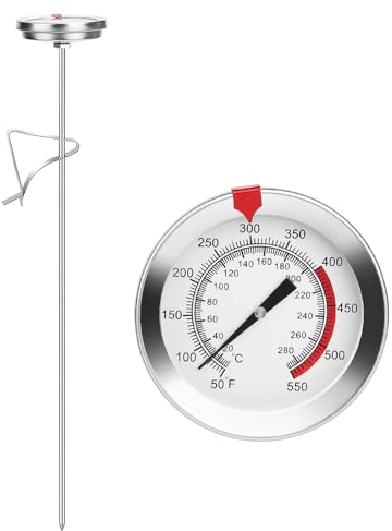SUPAWAY Termómetro de alimentos Termómetro de cocina 30cm Termómetro carne y horno Termómetro de freír con clip Termómetro para freír acero inoxidable 20~280°C Barbacoa termómetro para pavo, bistec