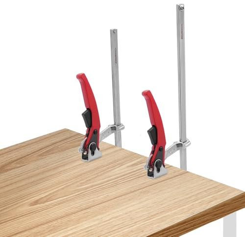 Screw Clamps Woodworking 1Pack 200x60+ 1Pack 300x60mm Quick Release Ccrew Clamp, Quick Ratchet Saw Clamp, Ratchet Table Clamp for Woodworking Repairs