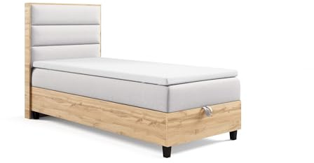 Best For Home Trinity K-1 EinzelBett | Boxspringbett mit Matratze | Bonellfederkern Einzelbett inkl. Topper | Bett mit Bettkasten 100x200 | Gepolsterte Kopfteil Bett | Lieferung an die Bordsteinkante