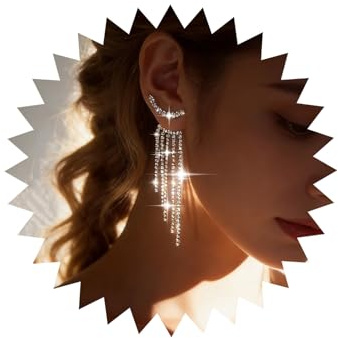 Katshdan lustre boucles d'oreilles en cristal pour femmes argent cristal gland longues boucles d'oreilles longue chaîne CZ boucle d'oreille de bal