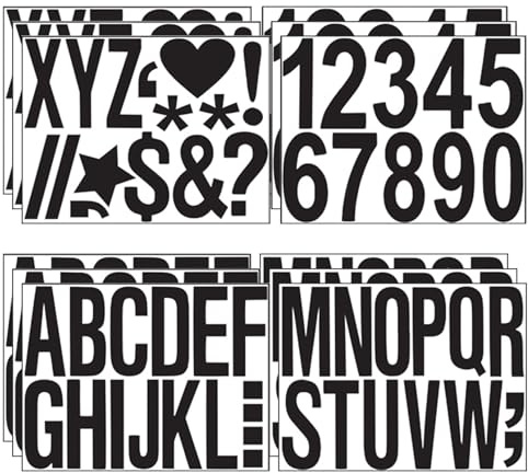 12 Stück Klebebuchstaben Wetterfest,Buchstaben Aufkleber Groß,Large Number Stickers,Selbstklebende Vinyl Buchstaben Zahlen für Briefkasten Schilder Adressnummer Plakat,Selbstklebebuchstaben (Schwarz)