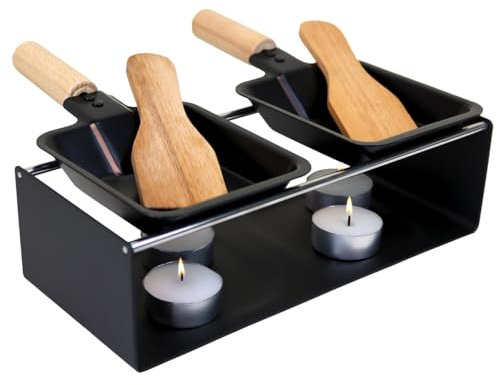 Linxor - Appareil à raclette à la bougie en métal, spatules et bougies incluses - 2 personnes