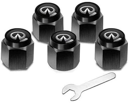 IUYTGTR 4 Stück Auto Ventilkappen, für Infiniti QX70 2013-2020 Leuchtende Reifenkappen, Mit Beschriftung Ventilkappen Auto Reifen Staubkappen,Black-normal