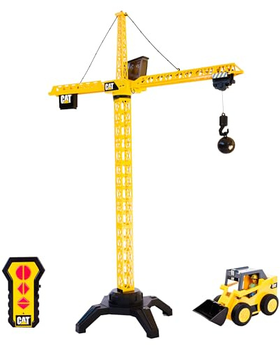 Cat® Workforce – Gru RC Torre 127 cm con Rotazione 360°, Luci, Telecomando, Palla da Demolizione, Personaggio e Mini Pala | Giocattolo da Costruzione per Bambini 5+ Anni