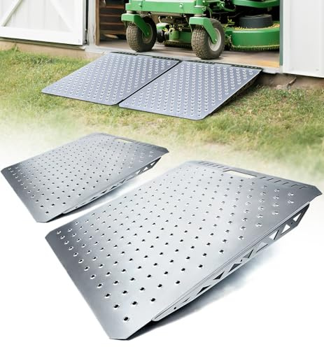 Toplamper Heavy-Duty Shed Ramp Lawn Equipment Loading Ramps for Riding Mowers Bike Motorcycle Tractor Snow Blower Garden Cart,1500lbs Capacity Anti-Slip Punch Plate, Sheds Garage Access Ramp - 2 PCS