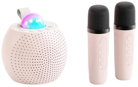 Karaoke – Mezclador de Audio con 2 micrófonos inalámbricos, Altavoz Iluminado | Divertida Caja de actuaciones Musicales para Eventos domésticos al Aire Libre, grabación, Consola de Juguete