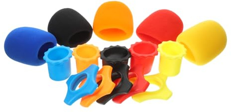 Mic Anti-roll Ring 15pcs Sponge Protection Set for Microphones | Wireless Microphone, Stage Use, 5 Bottom Sleeves and 5 Windscreen Pieces, Bump and Fall Protection Random Color