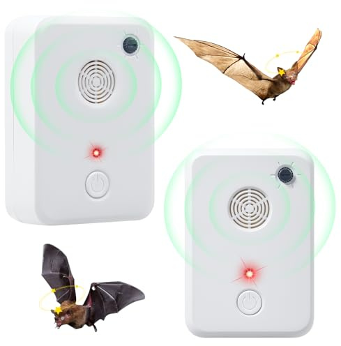 JahyElec 2 pcs Répulsif à ultrasons pour chauves-souris pour grenier, véranda, maison, dispositifs de dissuasion pour intérieur, dispositif de rejet électronique à brancher pour éloigner les