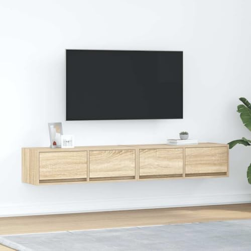 RMIHSJG TV-Schränke 2 STK. Sonoma-Eiche HiFi Rack hängeschrank tv kommode wohnzimmerschrank 80x31x25,5 cm Holzwerkstoff