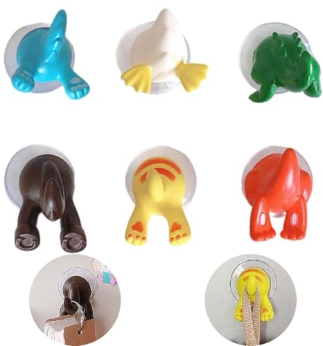 6 Pezzi Ganci a Ventosa con Design Animale per Bambini, Gancio Portachiavi Decorativo per Appendere Chiavi, Borse, Cappelli in Bagno o Cucina,Ganci Adesivi Resistenti e Carini per Ambienti Casalinghi