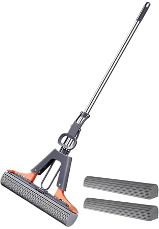 Floor Cleaner – Self Wringiing Sponge Mop With 3 Super Absorbent Sponge Heads| Super Absorbent PVA Spongge Mop | Self Squeeze Mopp For Home Kitchen Floor Cleaning And Easy Water Absorption