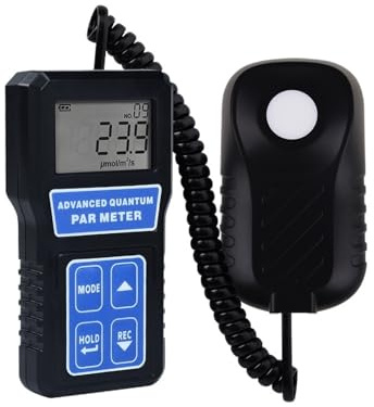 luxmetro digitale, Misuratore PAR Tester di luce PPFD Fotosintesi Lunghezza d'onda 400-700nm con selezione a modalità sensore Ampio display LCD per Case Agricoltura Magazzini