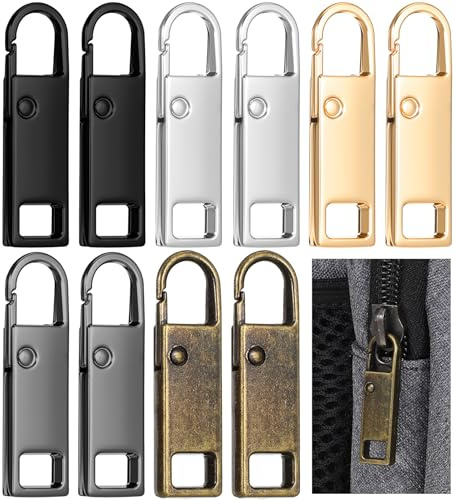 10PCS Replacement Zipper Pulls, 3.6 * 1 cm Zinc Alloy Detachable Luggage Zipper Pulls for Luggage Backpacks Suitcases Jackets Purses Handbags Boots (Colorful)