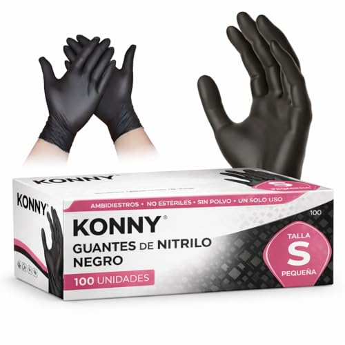 200 Guantes Nitrilo Negro - Envio 24h- Desechables resistentes sin polvo dispositivo médico hipoalergénicos sin látex | Médicos, Chef, Esteticistas, Dentista, Tatuadores, Uso alimentario (200, S)