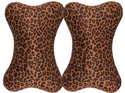 Bil nackstödskudde: 28 x 19 cm leopardtryck, 2- mjukt nackstöd, bekväm med justerbar rem, andningsaktivt reseset | Al