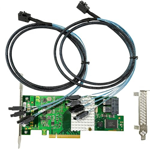 Carte HBA SAS Compatible avec 9211-8i & LSI 9300-8i Mode IT PCIe, 8 Ports 12 Gbit/s PCIe 3.0 x8, Support Expandeur SAS, Contrôleur HBA avec 2 câbles SFF-8643 vers 4× SATA pour ZFS TrueNAS