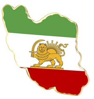 Dreamtimes Iran Löwe und Sonne Brosche für Frauen und Männer Iran Landkarte Brosche Iranische Gedenkmedaillen aus Edelstahl Persischer Vintage-Schmuck aus dem Iran