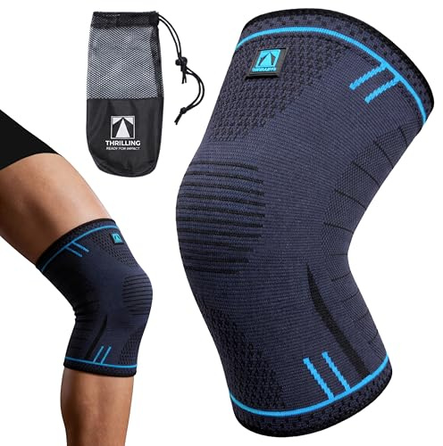 THRILLING Rodillera Deportiva Compresión para Menisco y Ligamento - Función Estabilizadora y Ortopédica Tendinitis Artrosis Rotuliana - Antideslizante Silicona Correr Gimnasio Crossfit Knee Brace