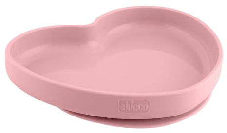Chicco Piatto a Cuore in Silicone con Ventosa Antiscivolo 9m+, Piatto Pappa Neonato Infrangibile in 100% Silicone Alimentare, Senza BPA, Lavabile in Lavastoviglie e Sicuro per Microonde