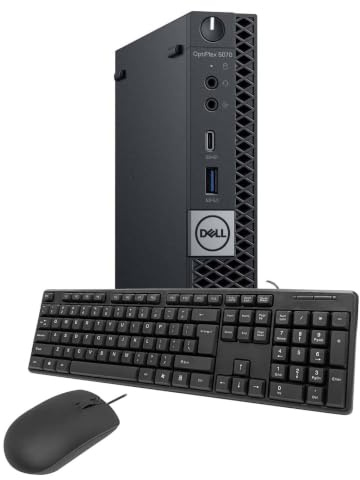 Dell OptiPlex 5070 Mini Desktop, Intel Core i5-8500T, 16 GB di RAM, SSD da 256 GB, Wi-FI, Bluetooth, tastiera US QWERTY, Windows 11 Pro (ricondizionato)