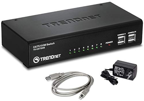 TRENDnet, TK-CAT508, 8-Port CAT5 KVM Switch, CAT5 Kabel bis 30m, USB, PS/2, Hotkeys, VGA, Dual Console