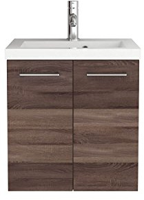 Sieper | schmaler Waschtisch mit Unterschrank 50 cm Elva, Badmöbelset hängend, Waschbeckenunterschrank | Eiche Trüffel