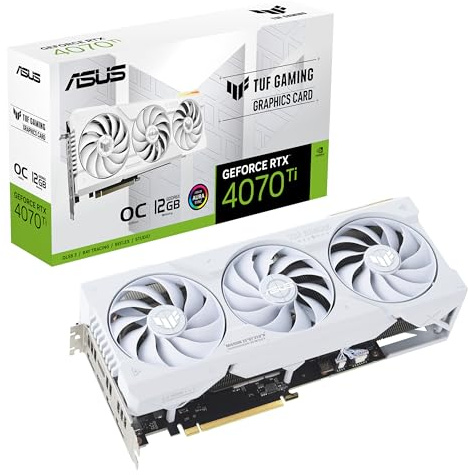 ASUS TUF Gaming GeForce RTX™ 4070 Ti White OC Edition 12GB GDDR6X with DLSS 3, lower temps, and enhanced durability