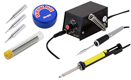 MINI STAZIONE SALDANTE ZD-927 STAGNO + 3 PUNTE + PASTA SALDA + POMPETTA ELETTRICA ASPIRA STAGNO CON RISCALDATORE 8W SALDATORE PUNTA FINE 0,3mm PICCOLE SALDATURE DI PRECISIONE TEMPERATURA 100-450°C