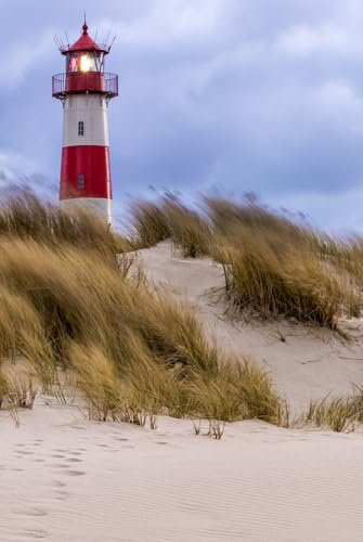 Magnettafel Pinnwand XXL Magnetbild Leuchtturm Nordsee Düne Größe 60 x 80 cm