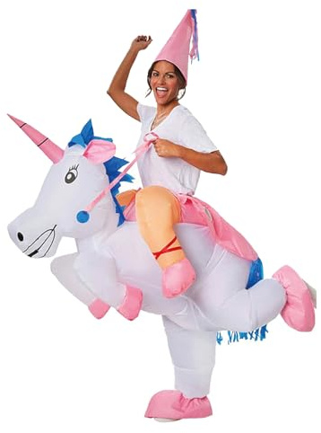 AirSuit® Aufblasbares Kostüm Einhorn | Ausgefallenes Auflbaskostüm | Premium Qualität | Größe Erwachsene 160 bis 190cm | Polyester | Angenehm tragbar | Resistent | Mit Aufblassystem | OriginalCup®