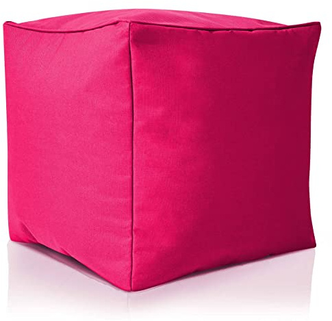 Green Bean Sitzsack-Hocker 40x40x40cm mit EPS-Perlen Füllung - Fußhocker Fußkissen Sitz-Pouf für Sitzsäcke - Bodenkissen für Kinder und Erwachsene - Fußablage Sitzkissen Sitzhocker Pink