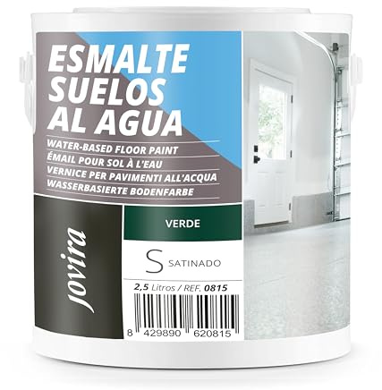 JOVIRA PINTURAS Esmalte Suelos al Agua. Especial para suelos de garajes, almacenes, gimnasios, lavanderías, parques infantiles, pistas deportivas, etc. (2,5 Litros, Verde) C-18
