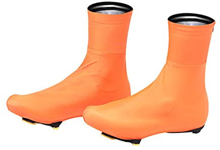 Copriscarpe da Bicicletta per Uomo Donna, MTB Road Silicone Copriscarpe con Lucchetto per Ciclismo Ultra Wear Senza Cerniera Impermeabile Antivento, per Bici da Strada,Arancia,M