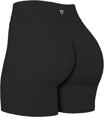 TomTiger Yoga Shorts for Women Tummy Control High Waist Biker Shorts Exercise Workout Butt Lifting Tights Women's Short Pants (Black, XL)
