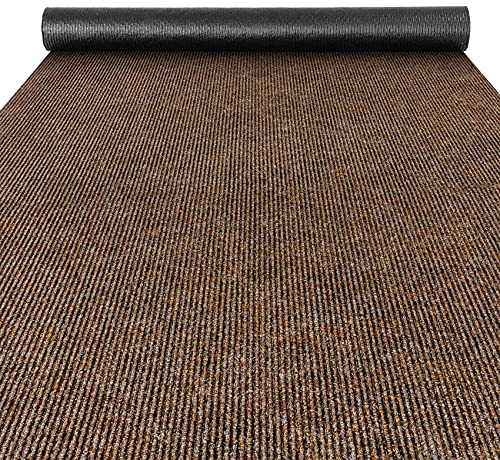 ANRO Flurläufer Schmutzfangmatte Sauberlaufmatte Teppich Läufer Schmutzfangläufer Metwerware gerippt Dunkelbraun 100x200cm