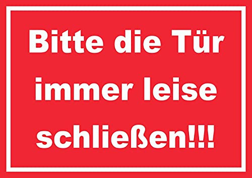 HB-Druck Schild Bitte die Tür Immer leise Weiss-rot A4 Rückseite selbstklebend