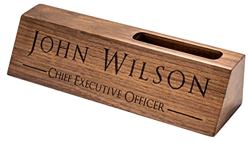 Personalisierte Schreibtisch-Namensschilder, benutzerdefinierte Namensschilder mit Visitenkartenhalter für Schreibtische, Bürogeschenk für Chef, CEO Kollegen, Mann Papa Ehemann Geburtstagsgeschenk