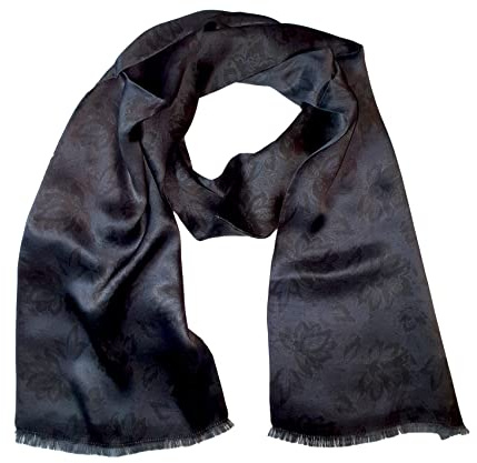 Posh Gear Damen Herren Seiden Schal Fioriseta, schwarz aus 100% Seide