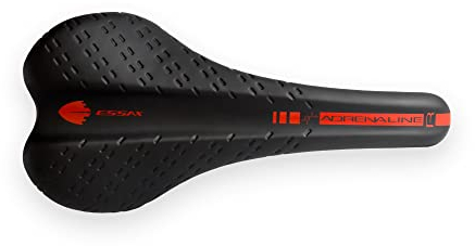 ESSAX Fahrradsattel, prostatisch, Rennrad, Modell Adrenaline R 2022, geeignet für Rennstrecken, Triathlon, MTB, Herren, Damen, Unisex (142 mm, Schwarz/Rot)
