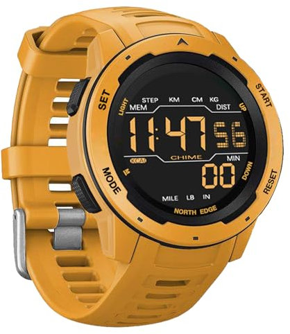 findtime Montre numérique pour Hommes Montre d’extérieur Robuste avec podomètre Montres de Sport Réveil Double Temps étanche 50M