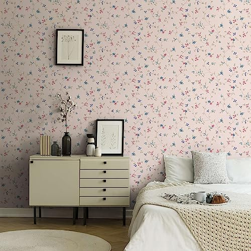 A.S. Création WTD 390711 Papier peint intissé Motif fleurs Crème Vert Bleu Rose Maison Charme 10,05 m x 0,53 m Fabriqué en Allemagne